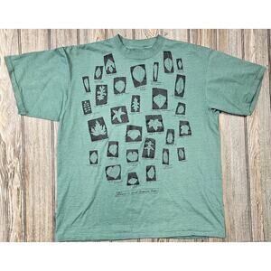Vintage 90s Leaves Of North American Trees Nature Graphic Souvenir Shirt USA XL